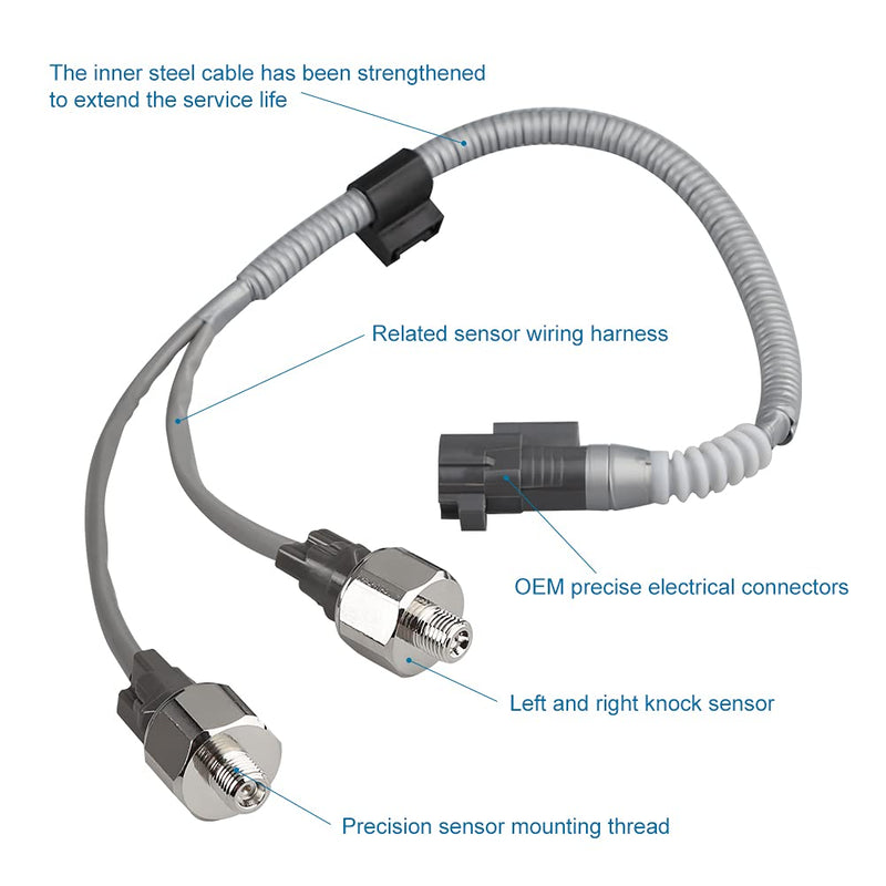 Compatible with 2 PCS 89615-12090 Knock Sensor with Wiring Harness Kit Toyota Highlander Camry Avalon Sienna 2001 2002 2003 2004, Lexus ES300 RX300 2000 2001 2002 2003 Knock Sensor