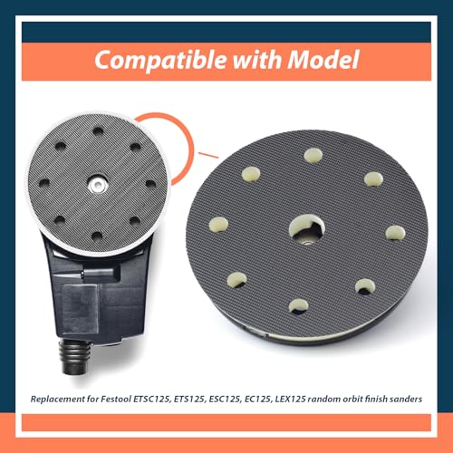 492286 D125 (5-Inch) Soft Sanding Pad 8 Holes Replacement for Festool ETSC/EC125 Sander for Jetstream Part Replace 492284, with Screw