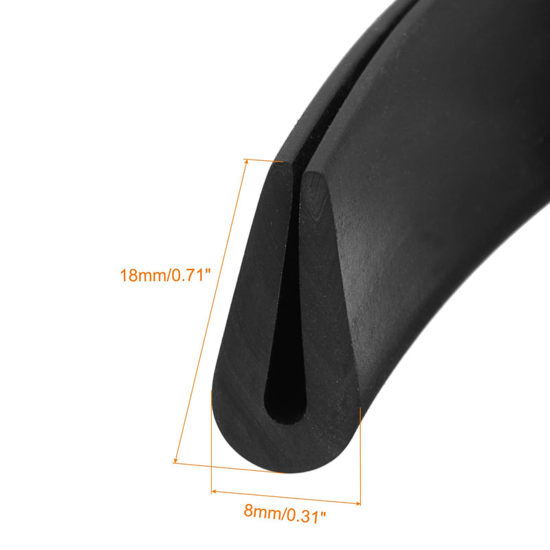 uxcell U Channel Edge Trim, 19.7ft Length Rubber Guard Seal Strip Edge Protector Round Type Fit for 3mm Edge, (5/16" W x 45/64" H) Black Fit 3mm x 19.7'L x 45/64"H x 5/16"W