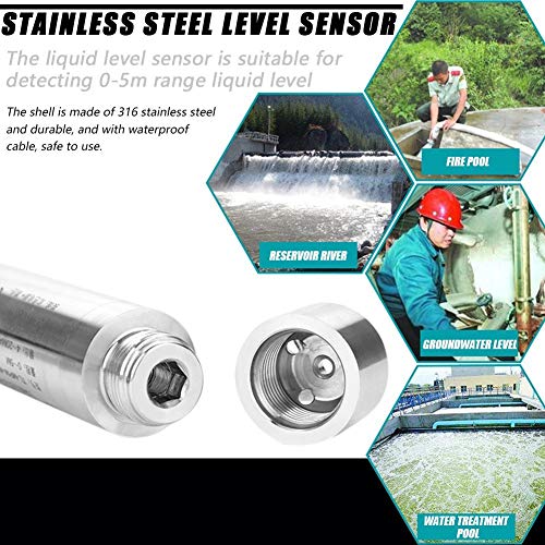 DC 24V 4-20mA Throw-in Type Liquid Water Level Sensor Transmitter For Detecting 0-5m Range Depth