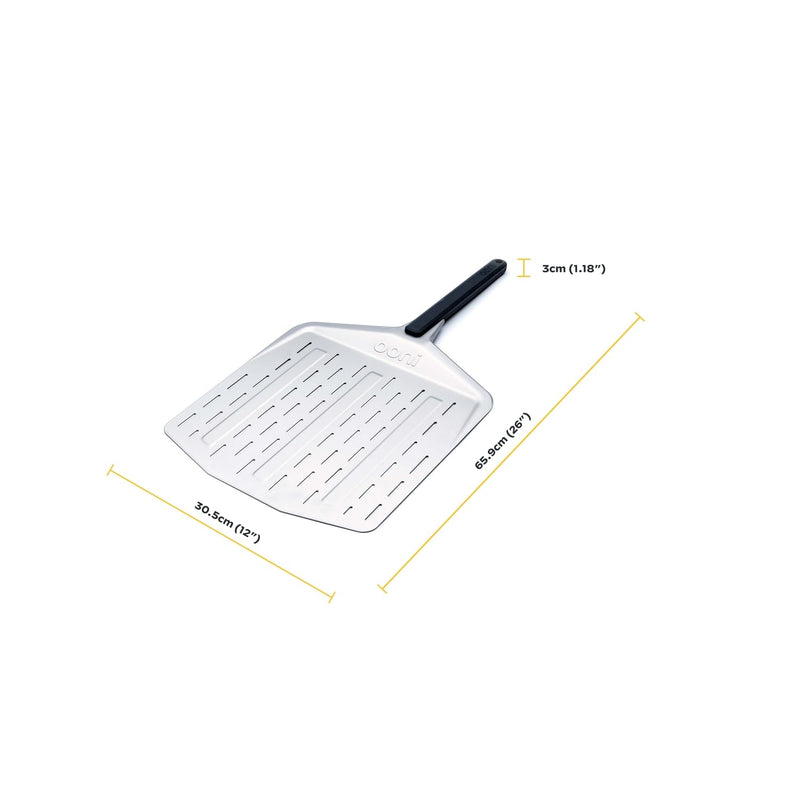 ooni 12” Perforated Pizza Peel – Aluminum Metal Pizza Peel 12 Inch, Pizza Spatula Paddle, Lightweight Pizza Turning Peel with Long Handle, Pizza Oven Accessories, Pizza Tools, Rectangle Pizza Turner