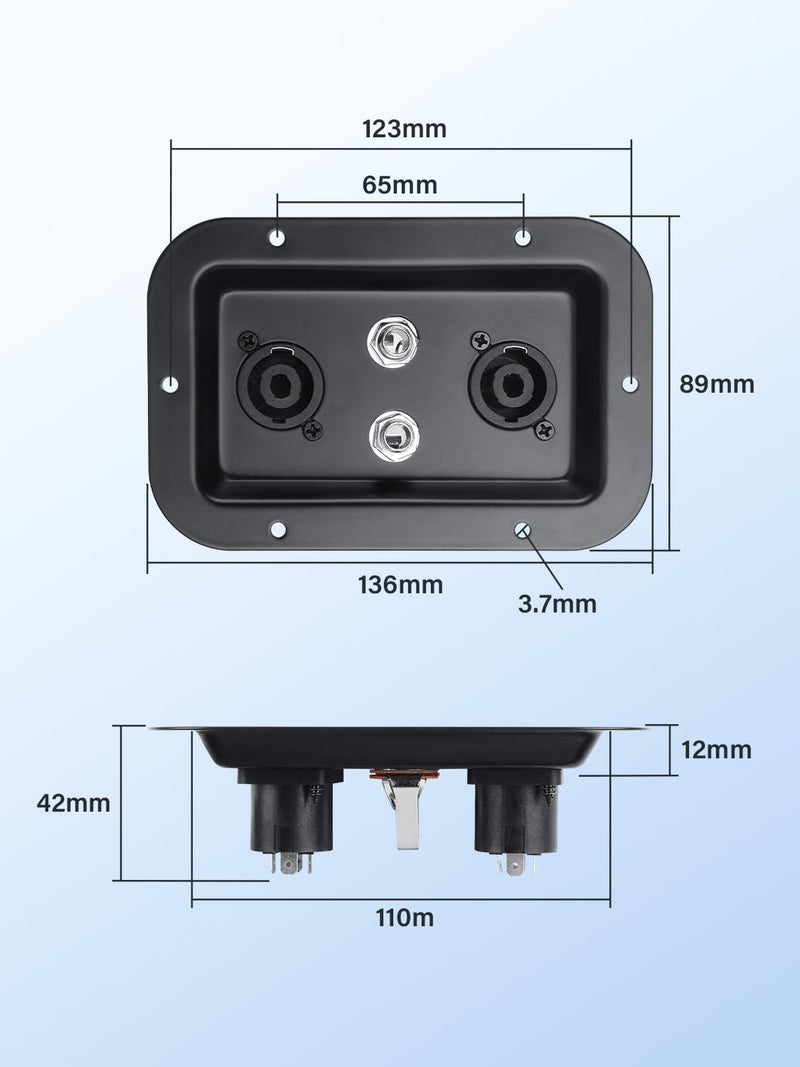 Speaker Junction Box,with Dual NL4FC 4 Pin Speakon Socket & 1/4" Female Jacks for Stage Speaker, Car/Home Audio DIY (2 Pack)