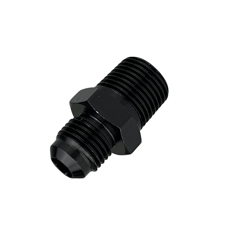 6AN Male Flare to 3/8" NPT Pipe Fitting Adapter Aluminum Straight Black, Pack of 4 6AN to 3/8 NPT