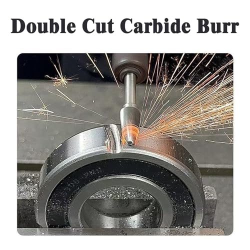 10Pcs Carbide Burr Set for Die Grinder Bits,1/4" Shank Double Cut Rotary Tool Bits | Metal, Wood, Plastic Working | Grinding, Engraving, Milling, Polishing | Durable Tungsten Carbide