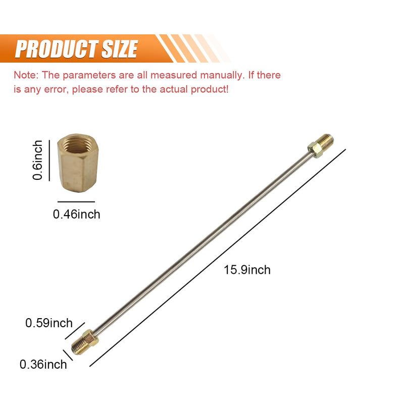 3PCS 3/16" Brake Line Kit with Fittings, 16" Long Stainless Steel Brake Line with Inverted Double Flare Ends, Flexible Brake Line Repair Kit with Standard Tube Nuts Unions (16 Inch) 16 Inch