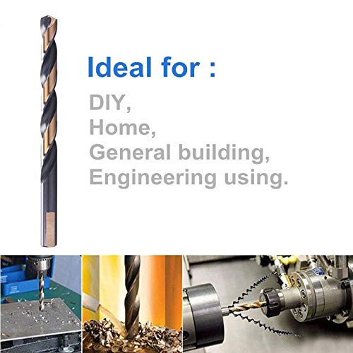12 PCS, 5/16", Black and Gold Coated Twist Drill Bits 5/16 in