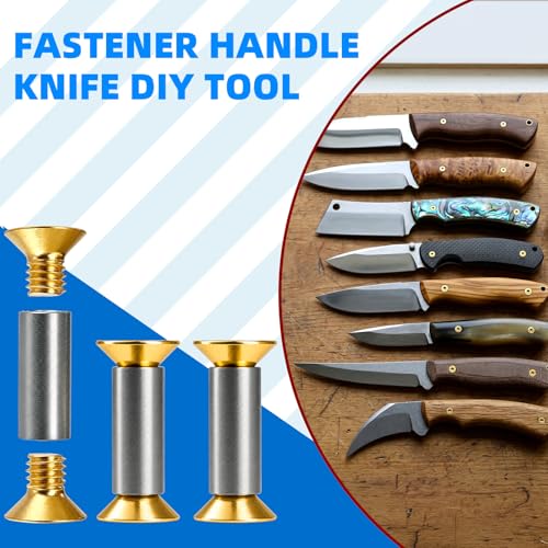 ZENFUN Set of 20 Handle Screws Rivets Bolts Fasteners, Gold Hex Flat Head Screws for Blade Fixing & DIY, M4 Alloy Steel Fastener Compatible with Blade Repair