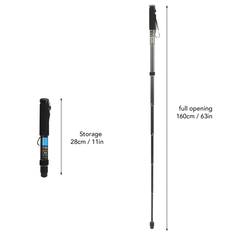 63Inch Camera Monopod, P308A 8 Sections Telescopic Video Monopod with Feet, Portable Travel Selfie Stick, Telescopic Extension Pole, Hiking Stick Monopod