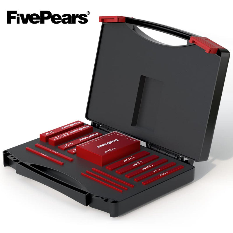 FivePears 15 PCS Gauge Setup Blocks Woodworking Set, Aluminum Precision Measuring Setup Bars for Table Saw Alignment Gauge, Laser Engraved Size Markings Gauge Set Up Blocks for Router Bit Height Gauge