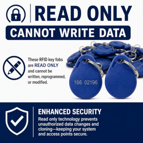 25pcs - 26 Bit Proximity Key Fobs - Read Only - Compatable with 26-bit Wiegand ISOProx 1386 1326 H10301 Formatted Readers Blue
