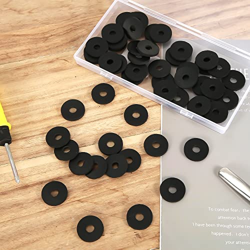 80pcs M8 x 25mm Flat Rubber Washers, Plumbing Gasket Kit Hose Gasket Set Heavy Duty Abrasion Resistant Rubber for Faucet Repair Household Appliances Vibration Suppression (1in)