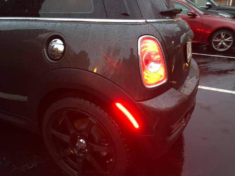 iJDMTOY OE-Spec Red Lens Full LED Rear Side Marker Light Assemblies Compatible With 2007-2013/14 MINI Cooper R55 R56 R57 R58 R59 R60 R61, Replace OEM Red Incandescent Sidemarker Lamps Red Lens Red LED