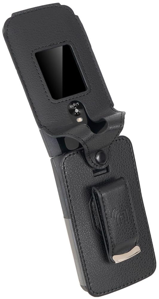 Nakedcellphone Fitted Series for Lively Jitterbug Flip 3 Phone Case - Black | Vegan Leather, Form-Fit Cover, with Screen Protection, Keypad Guard, Rotating Metal Belt Clip, For Jitterbug Flip3 (2026)