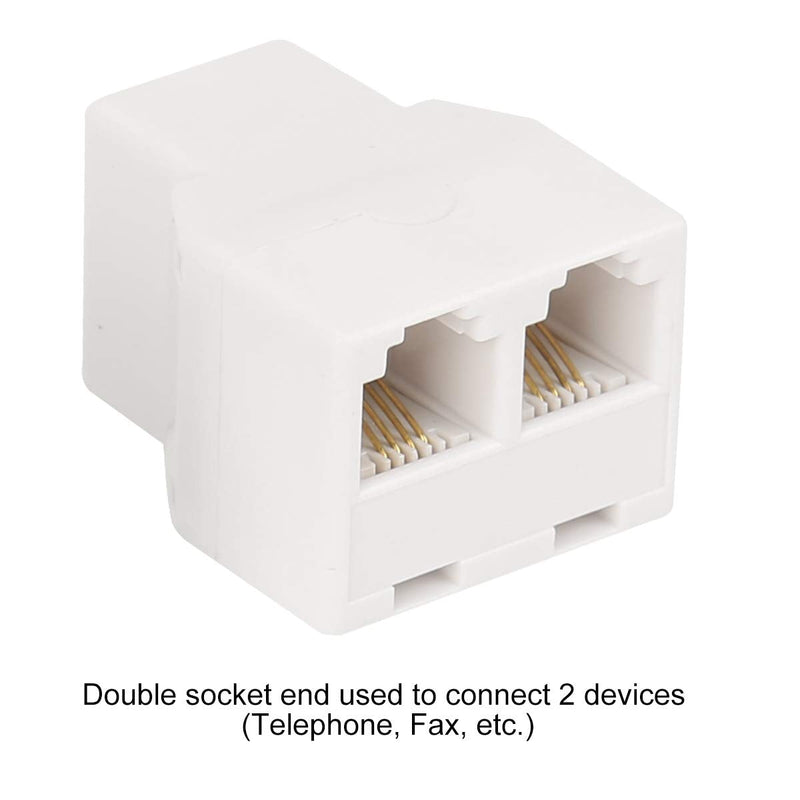 Uvital RJ11 6P4C 1 Female to 2 Female Telephone Line Splitters, Telephone Landline Cable Connector and Separator(White,4 Pack) 4 Pack White
