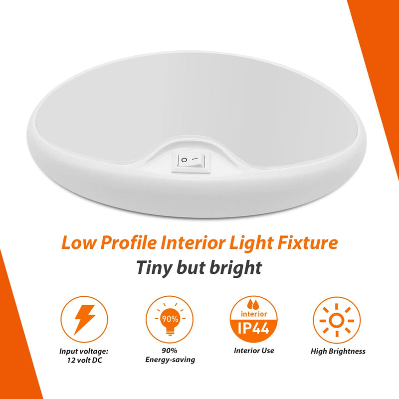 Dream lighting 12v RV Interior Light with On/Off Switch 6 inch Oval LED Ceiling Light 4.5W 3500K Soft White Lighting, Pack of 1 A: 3500K, Pack 1