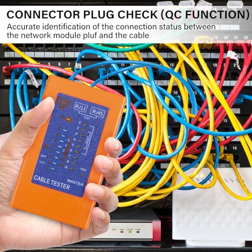 Network Cable Tester Ethernet Continuity Tester POE/RJ45/RJ11/RJ12/CAT5/CAT6 Network Testing Tools 220V Burn Protection (Battery Included) CT30