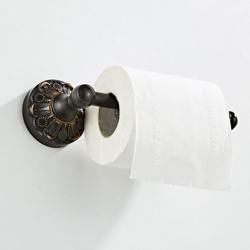 Antique Toilet Roll Holder Brass Material Toilet Paper Holder for Loo Roll Bathroom Paper Tissue Bar 20cm for Bathroom Toilet Paper Storage Brush Bronze … (Black)