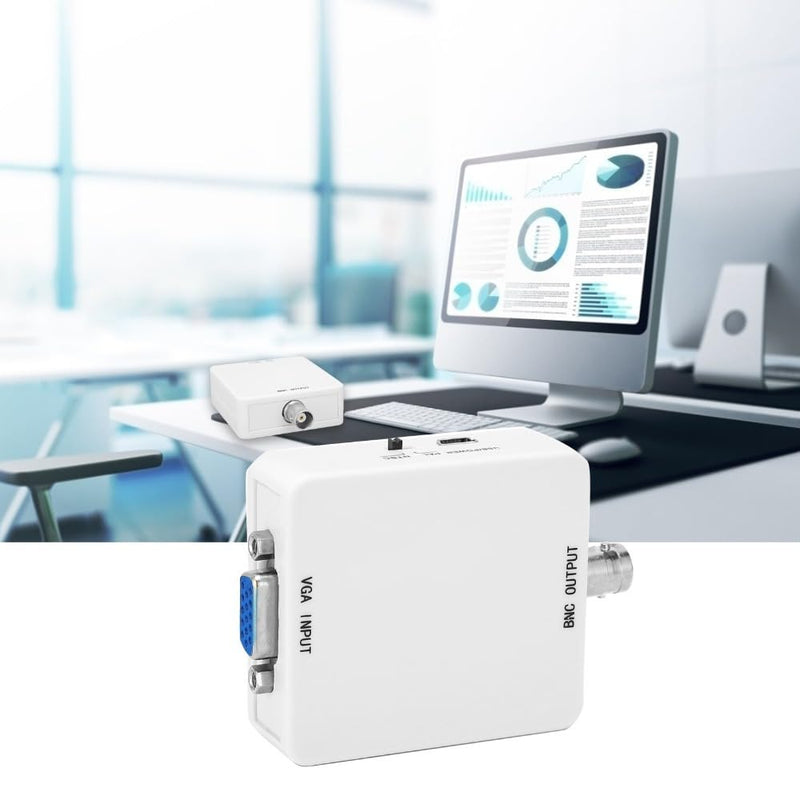 VGA to BNC Converter, 1920x1080@60Hz HD Video Adapter with Audio Input, PAL/NTSC Plug and Play for TV, Home Theater, Video Conferencing