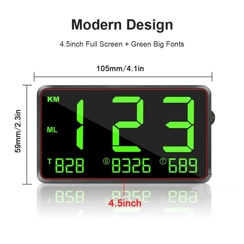 Digital GPS Speedometer Heads Up Display for Cars New HUD MPH Odometer Trip Meter for Trucks Golf cart All Vehicles, 4.5 inch Big Screen, USB Cable Plug & Play (C80) 4.5 Inch C80