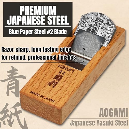 KAKURI Professional Japanese Block Plane 30mm, Blue Paper Steel No.2 Blade 36mm