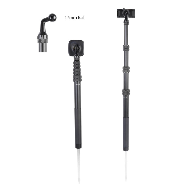 Ground Golf Monopod Phone Stand with Stainless Steel Spike | 46" Metal Extendable Pole, Phone Holder with Power Bank Straps, Golf Swing Video Recording for MagSafe & Smartphones