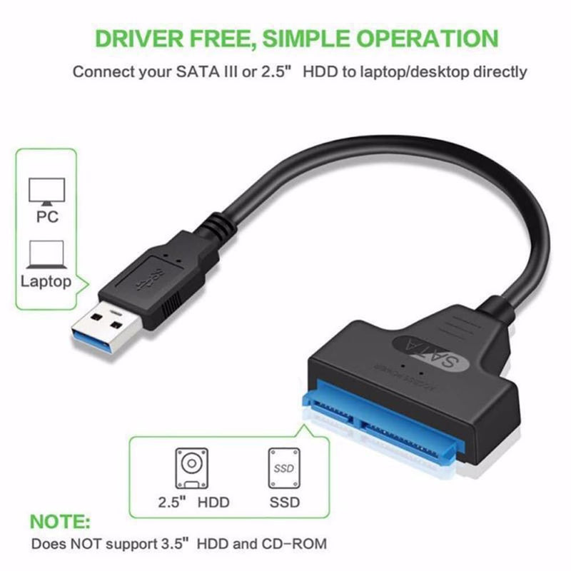 SATA to USB 3.0 Cable, USB to SATA III Hard Drive Adapter for 2.5 Inch SSD & HDD Data Transfer, Support UASP