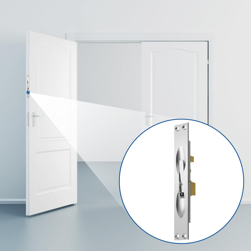 Blulu 2 Pcs Solid Brass Extension Flush Bolt with Rod 12 Inch, 1" W x 6-3/4" H Flush Bolt for Fire Swinging Hollow Metal Doors & Double Doors, Sliver