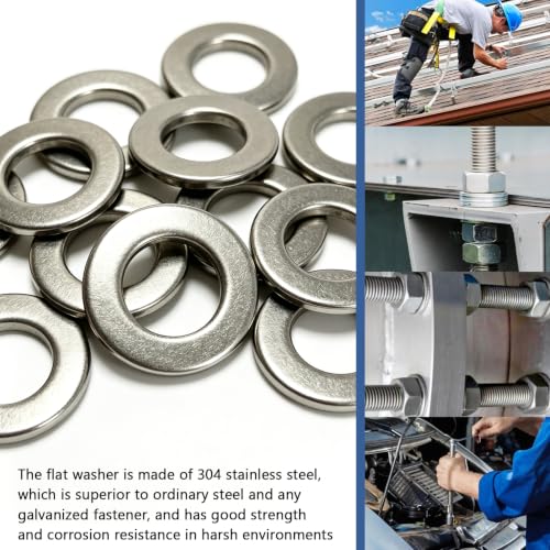 M18 Flat Washer 304 Stainless Steel, 18mm ID 34mm OD 3mm Thick, 20 Pcs