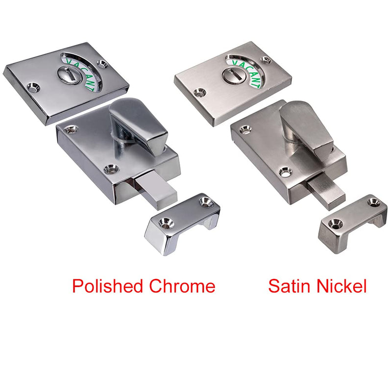 2PCS Restroom Door Lock Latch - Stainless Steel Occupied/Engaged Indicator, Vacant Bathroom Privacy Handle Lock (Satin Nickel) satin nickel - 2pcs