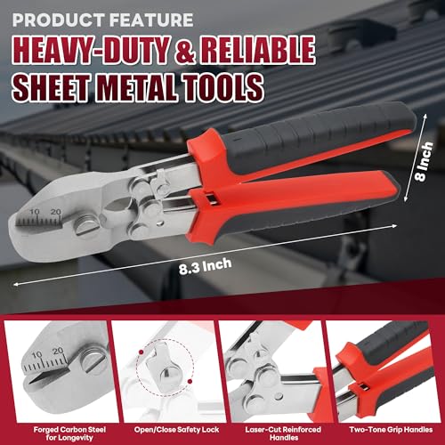 Sheet Metal Notcher - 30° V Notcher Cutting Tools, Professional Hand Notcher, HVAC Tool V Notcher for Sheet Metal and Ductwork, Precision Steel Tool with Safety Lock