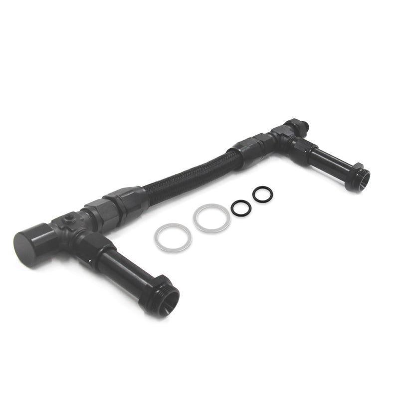 4150 Carburetor Fuel Line Kit 8AN Dual Feed Fuel Line to 7/8" Braided Dual Inlet Fuel Line Kit for Holley Black Without Gauge