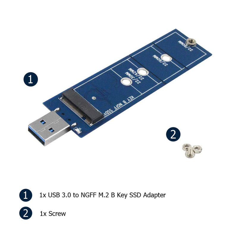 M.2 to USB Adapter, B Key M.2 SSD Adapter USB 3.0 (No Cable Needed), USB to 2280 M2 SSD Drive Adapter, NGFF Converter SSD Reader Card