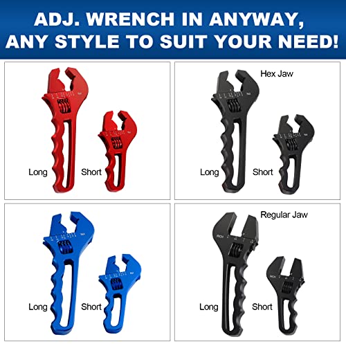 AN Fittings Wrench 3AN-16AN Hose Fittings Adjustable Wrench For An Hose End Fittings Adapter Lightweight Aluminum Black (With 4" Vise Jaws Pads) Large