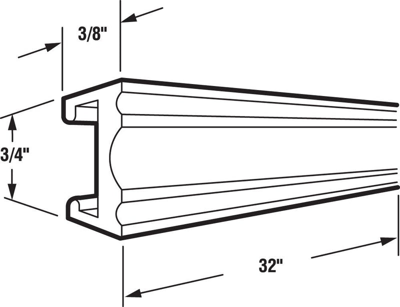 Prime-Line M 6073 Tub Enclosure Towel Bar, 3/8 in. x 3/4 in. x 32 in., Extruded Aluminum (Single Pack) (Pack of 3) 32 in. (Pack of 3)