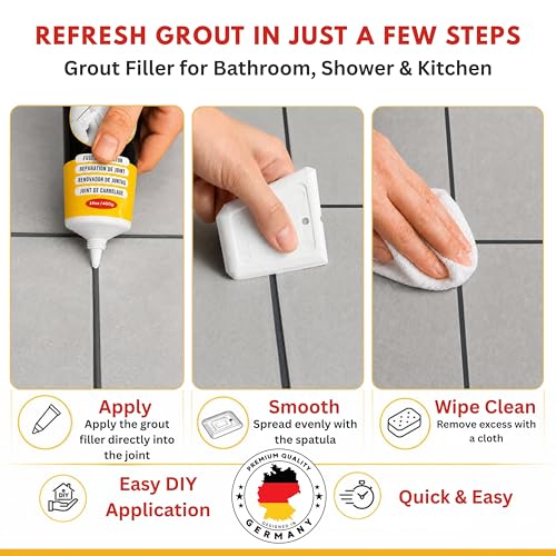 ISPAR Tile Grout Repair Kit – Dark Gray Grout Filler 8.8 oz, Pre-Mixed Grout Repair Paste, Ready to Use Tile Joint Filler for Bathroom & Shower Tile, Includes Spatula