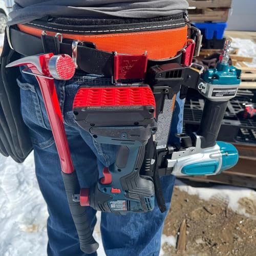 YM Carpenter MK4 Y-Clip Toolbelt Attachment - Add-On Storage Clips for Tool Belts, Holds Tape Measure, Hammer, Impact Driver, Nail Gun – Durable Universal Fit Red