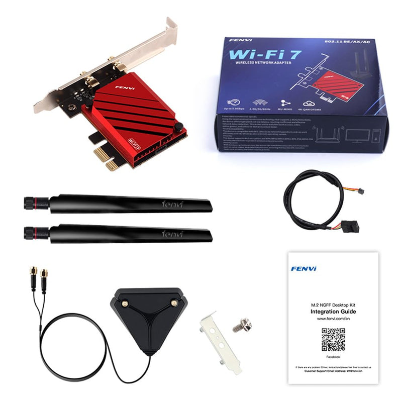 FENVi PCI-E WiFi 7 Network Card (BE8800pro) BT5.4 BE200 9.3Gbps Gmaing 802.11be Tri-Band PCIe Desktop PC WiFi 7 Adapter Upgrades WiFi 6 WiFi 6E PCIe Card for Windows 11/10 Not Support AMD Motherboards BE8800pro