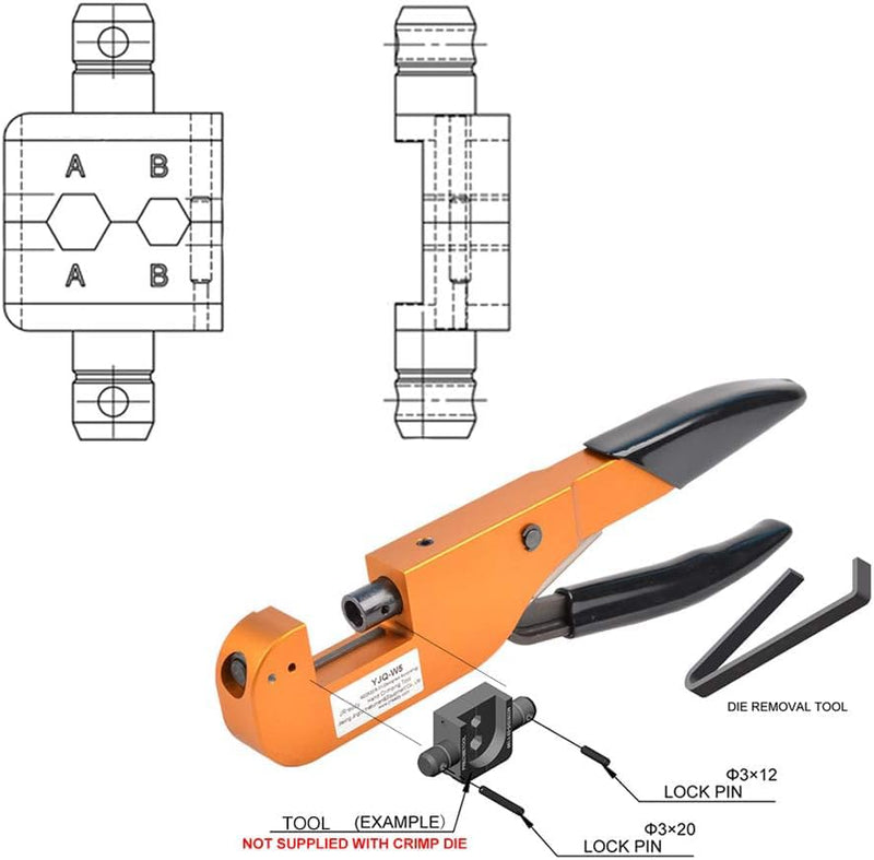 JRready Y197-P M22520 5 05 Die Set work with YJQ-W5 M22520 5 01 Open Frame Die Crimper Crimp Connector Type D-Sub Coaxial Contact(1pcs Die set)