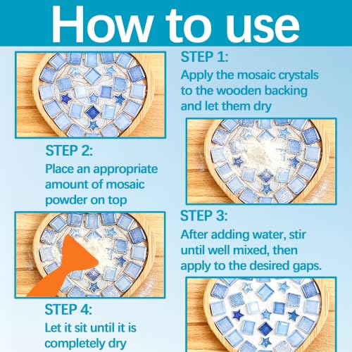500g Mosaic Powder, Mosaic Grout, Mosaics Tools, Ideal for DIY 17.6oz