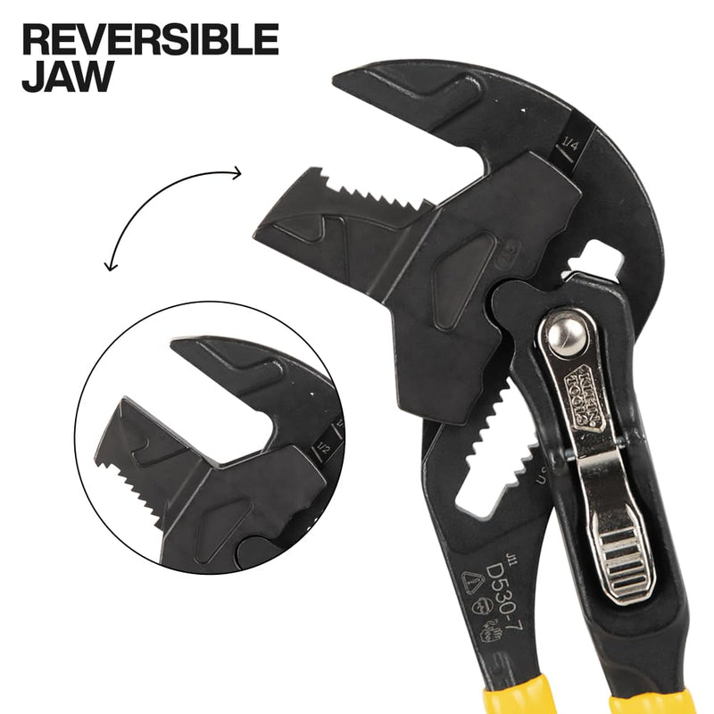 Klein Tools D5307 Plier Wrench, High Leverage Multi-Use Pump Plier with Adjustable and Reversible Double-Sided Jaw, Smooth and Knurled Teeth, 7-Inch 7-Inch (1-Piece)