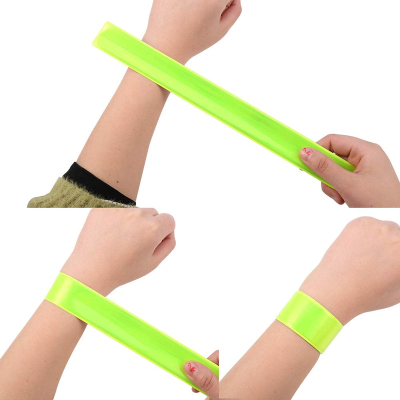 20 Pcs Reflector Snap Bands Fluorescent Slap Armbands High Visibility Slap Reflector Strips Safety Bands for Children Adults Boys and Girls When Cycling Running Hiking Jogging Green