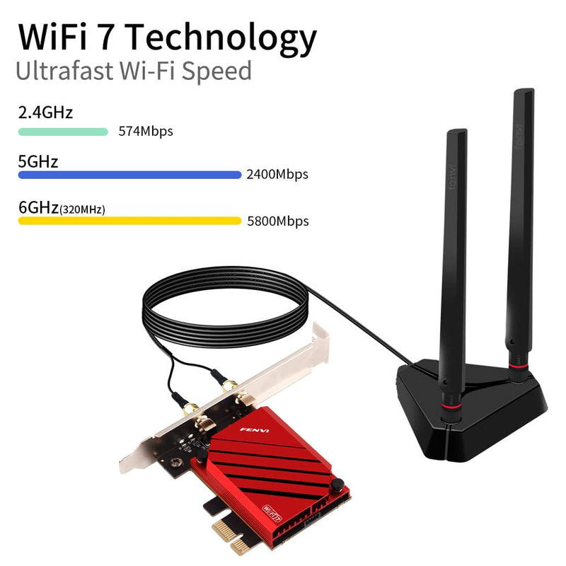 FENVi PCI-E WiFi 7 Network Card (BE8800pro) BT5.4 BE200 9.3Gbps Gmaing 802.11be Tri-Band PCIe Desktop PC WiFi 7 Adapter Upgrades WiFi 6 WiFi 6E PCIe Card for Windows 11/10 Not Support AMD Motherboards BE8800pro