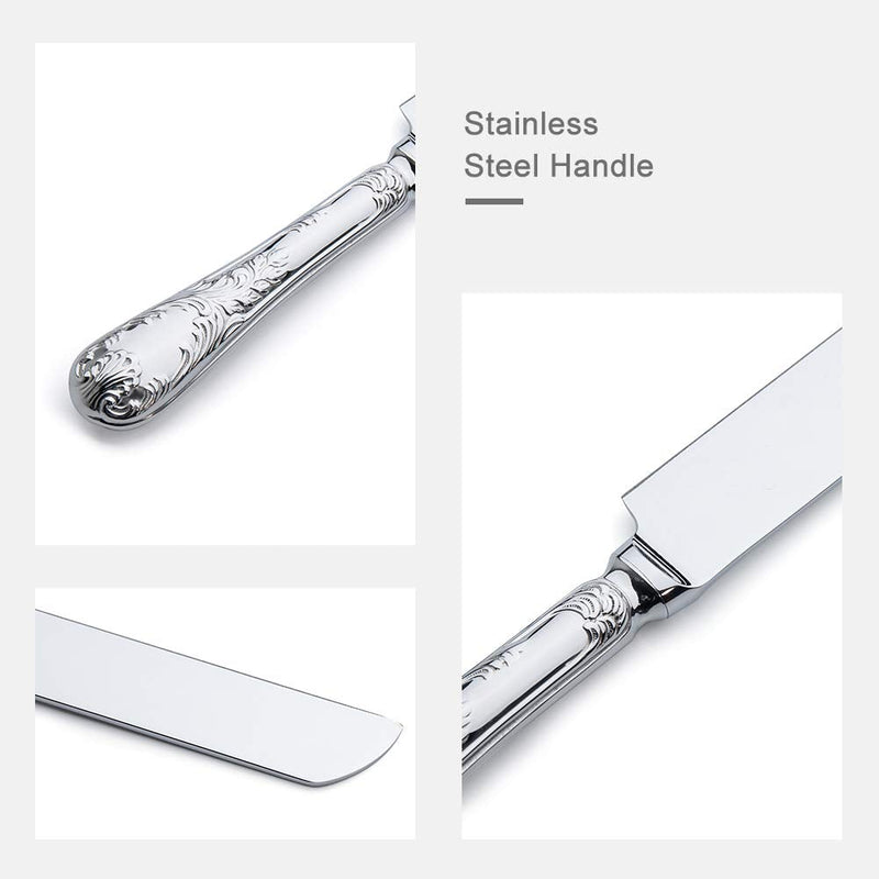 2 Piece Wedding Cake Server Set,18/10 Stainless Steel Dessert Set Pie Server Cake Cutter Knife for Birthday,Anniversary,Holiday,Baby Shower,Party (Versailles, Stainless steel-V) Versailles