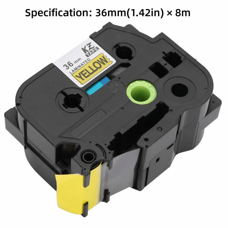 x 8m Laminated Label Maker Tape, PET Labeling Tape, Black on Yellow or Black on Red, Compatible with PT-9700PC PT-9800PCN PT-3600(Black on Yellow)