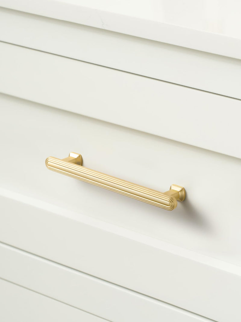 SORWDUREM 5 Pack 5 Inch(128mm) Brushed Gold Cabinet Pulls Drawer Pulls Kitchen Hardware Cupboard Kitchen Hardware Cabinet Handles 5"(128mm) Hole Center
