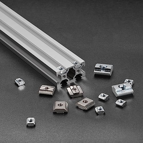 uxcell t Nuts, 24pcs - Galvanized Carbon Steel t Slot Bolts, 4545 Series M8 Hammer Head Fastener, Sliding t Nuts for Aluminum Extrusion Profile (Silver)