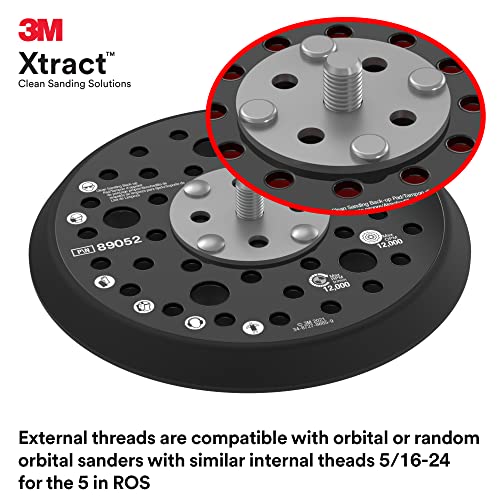 3M Xtract Back-up Pad, 89052, 5 in, Extra Hard, Black