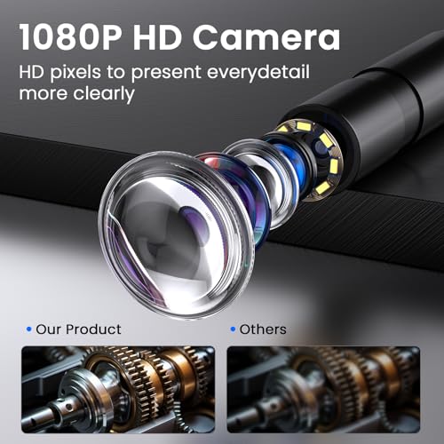 32.8-Foot Flexible Cable Endoscope Camera with Light Source, Snake Camera, Industrial Endoscope Tool, Suitable for Automotive and Mechanical Repairs, as Well as Sewer Cleaning and Inspection 10 meters