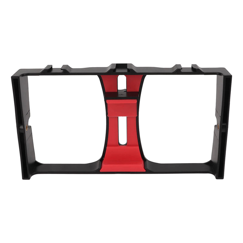 Generic Portable Phone Video Camera Cage Smartphone Video Rig with 3 Cold Shoe Mounts 1/4in Screw Holes for Live Streaming Vlogging Filmmaking (Red) Red