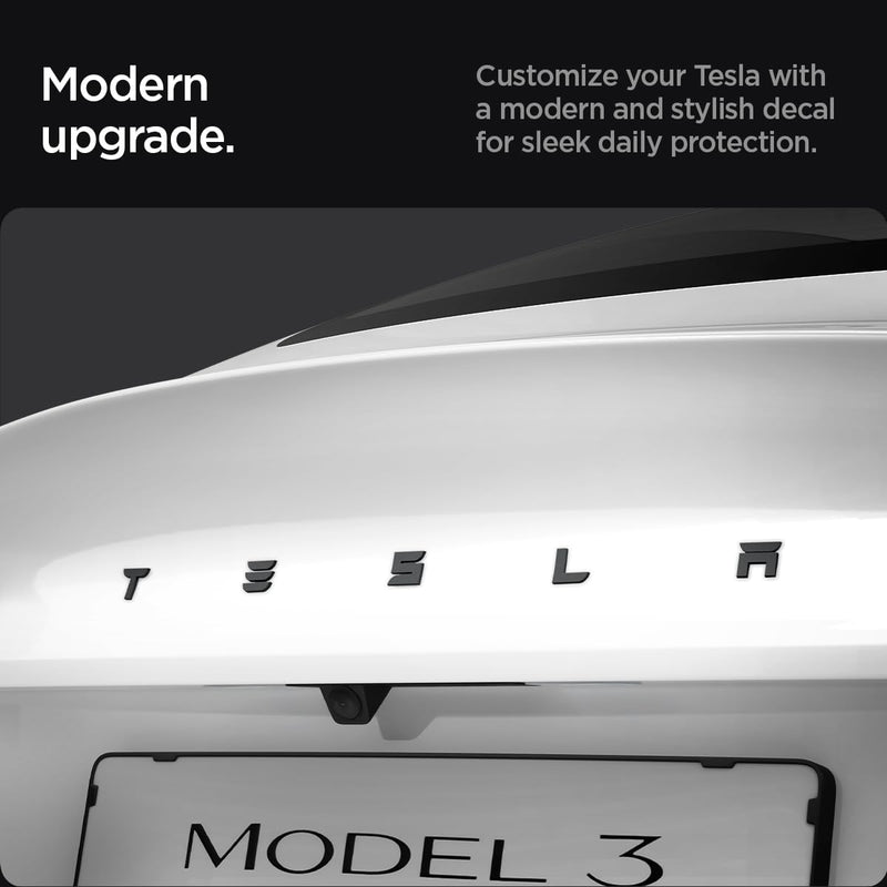 Spigen Rear Emblem Logo Full Cover Sticker Designed for Tesla Model 3 2025/2024 Refresh (Highland) - Black